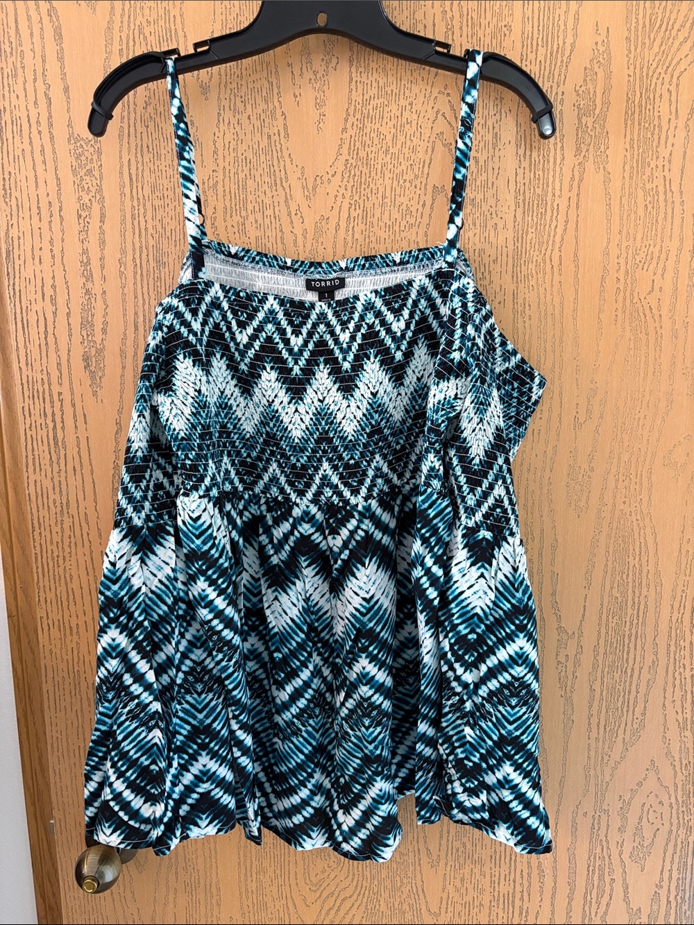 Torrid Teal Black and White Design- off the shoulder